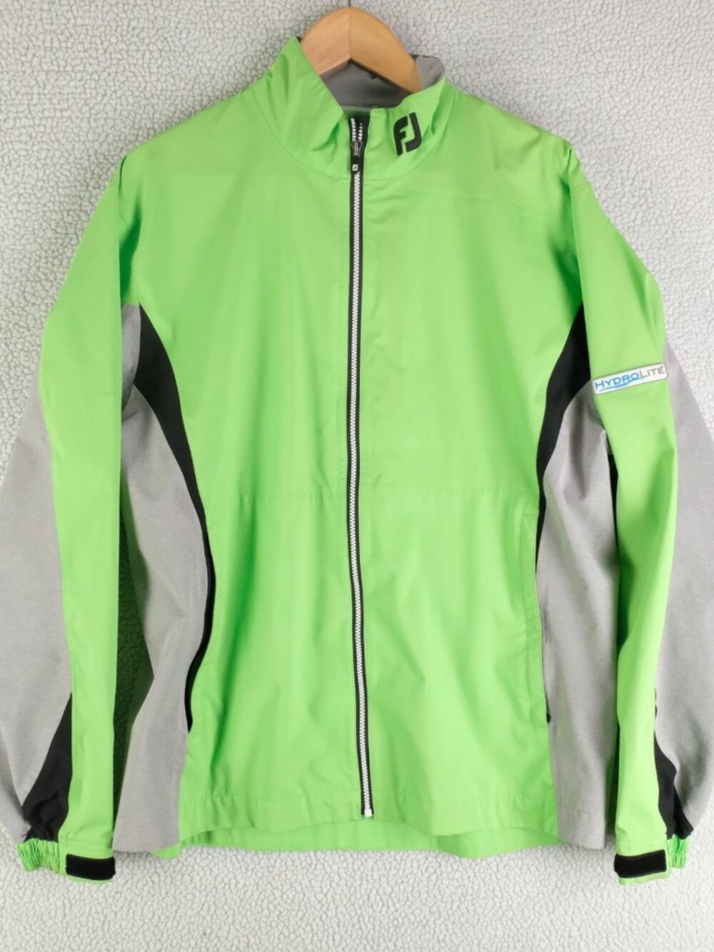 Footjoy Dryjoys Jacket Mens Medium Green Gray Hydrolite Full Zip Golf Pockets